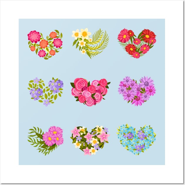 heart shaped flowers Wall Art by Mako Design 